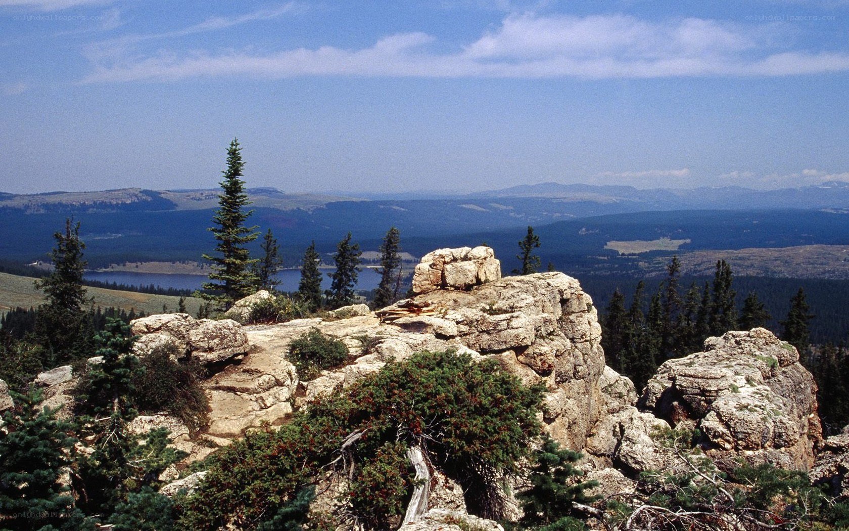 Rocky outcrop overlooking a valley