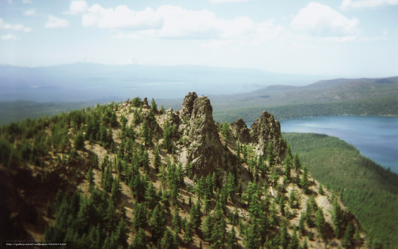 Rocky peak overlooking a lake