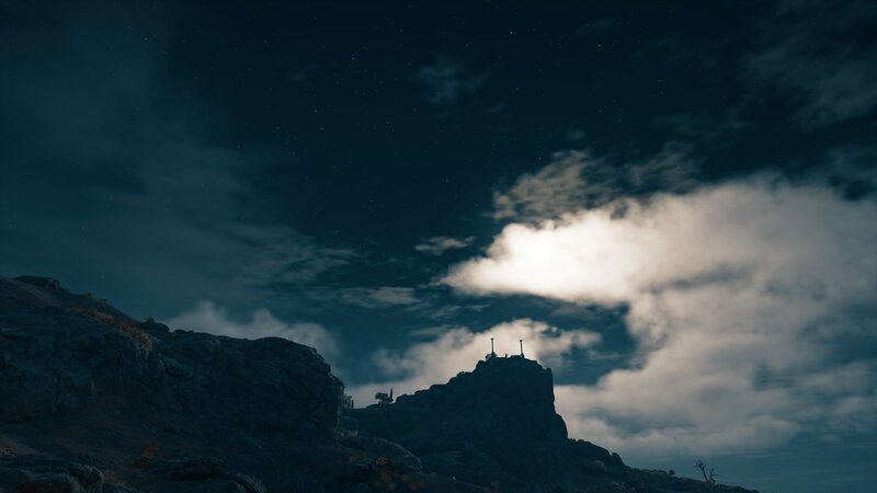 Rocky Peak under Night Sky