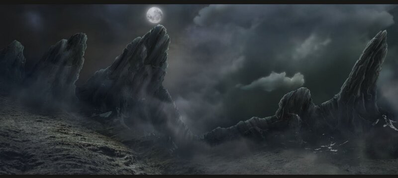 Rocky Peaks under Moon