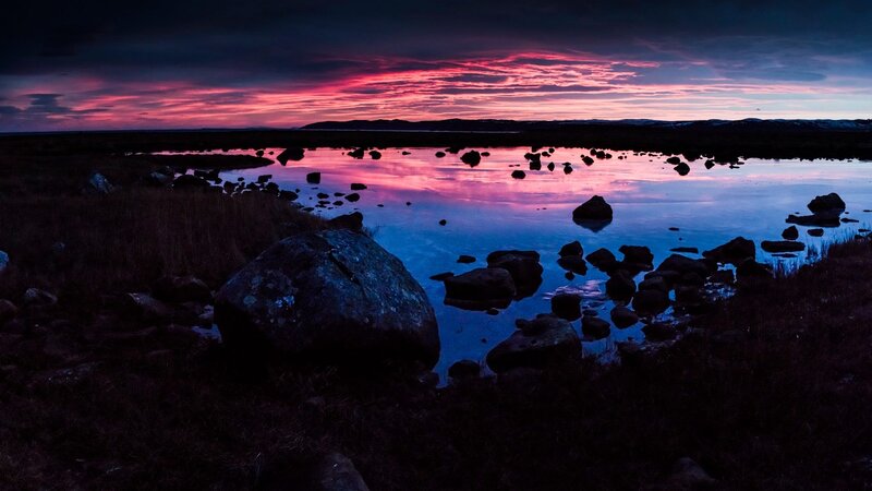 Rocky Pond at Dusk