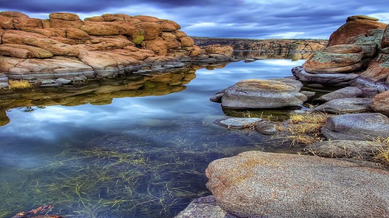 Rocky River Landscape — Blue, Dramatic, Afternoon