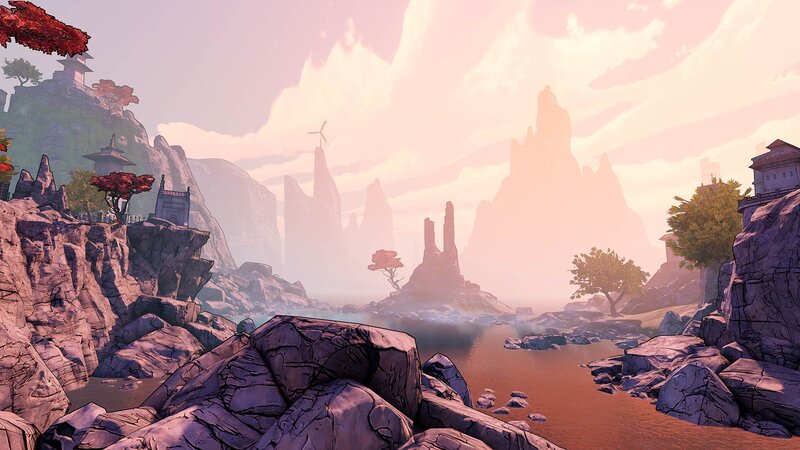 Rocky River Landscape — Pink