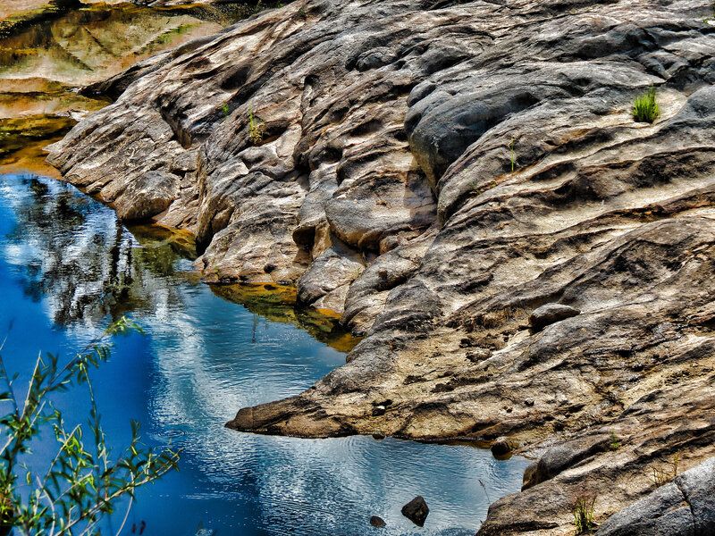 Rocky Riverbank — Blue, Serene