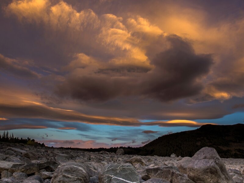 Rocky Riverbed at Sunset