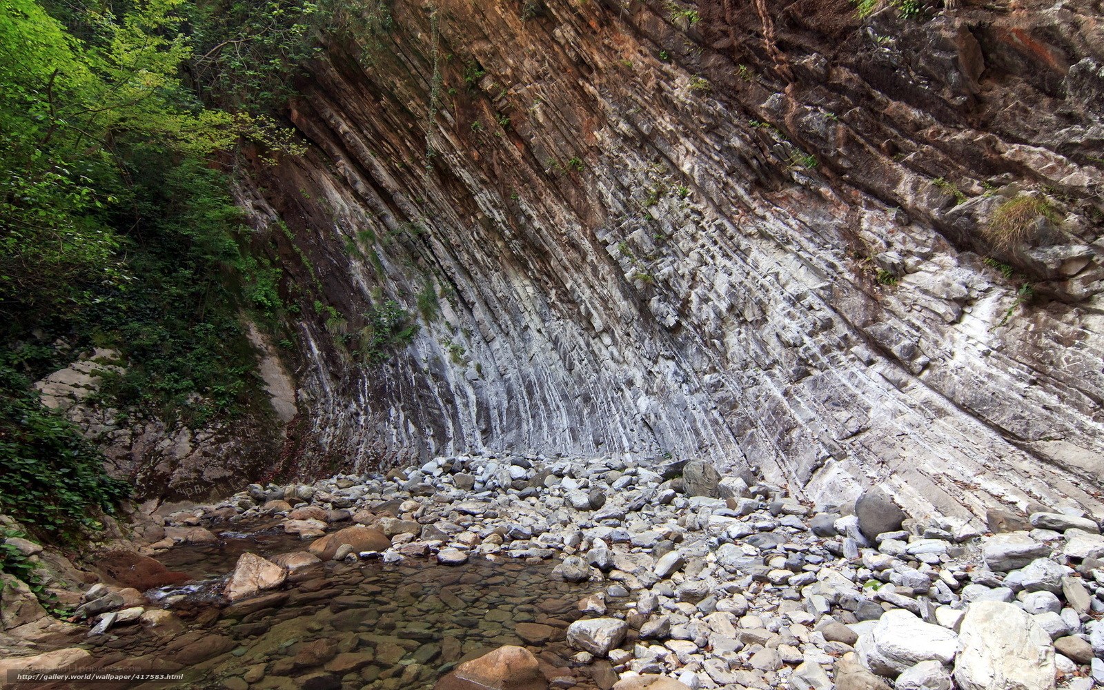 Rocky riverbed in a canyon