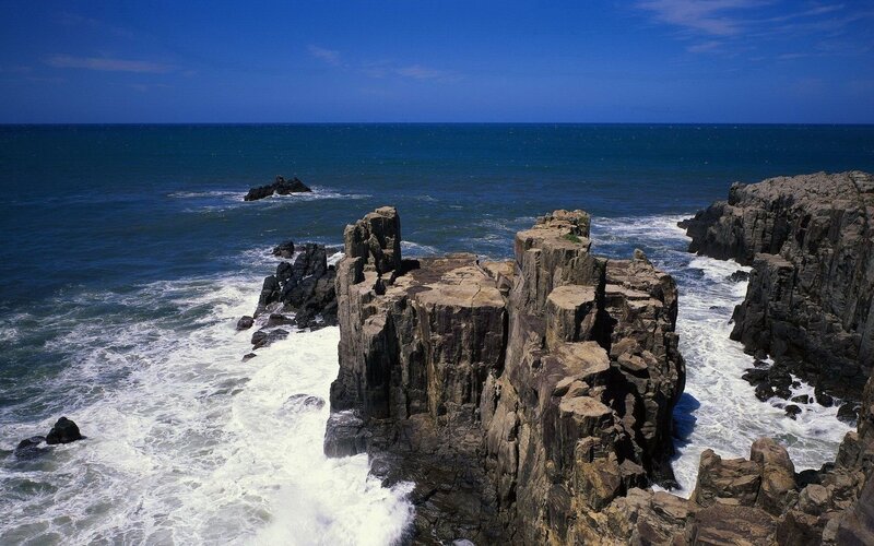 Rocky Sea Cliffs — Blue, Dramatic, Afternoon, Photograph, Ocean