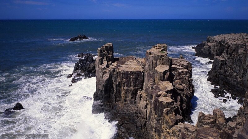 Rocky Sea Cliffs — Blue, Dramatic, Afternoon, Photograph