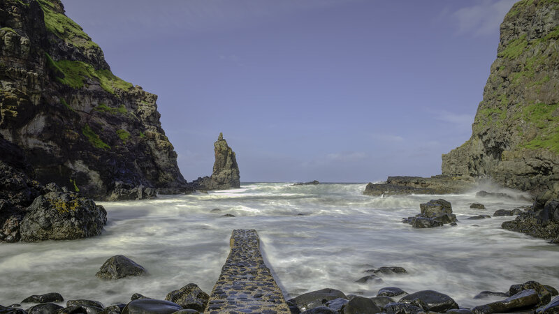 Rocky Sea Stack — Blue, Dramatic