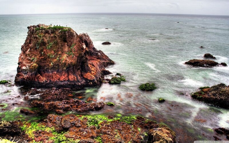 Rocky Sea Stack — Green, Dramatic