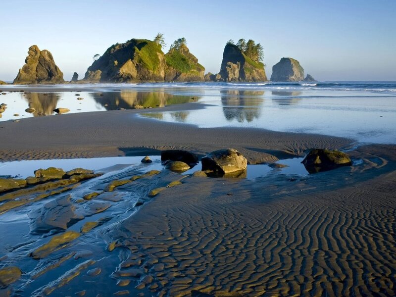 Rocky Sea Stacks — Blue, Serene