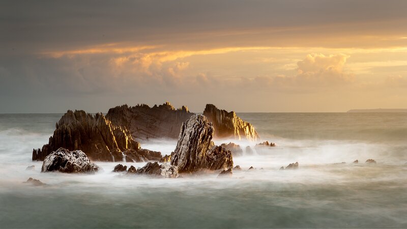 Rocky Sea Stacks — Gray