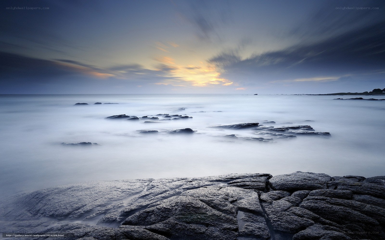Rocky shore at dawn