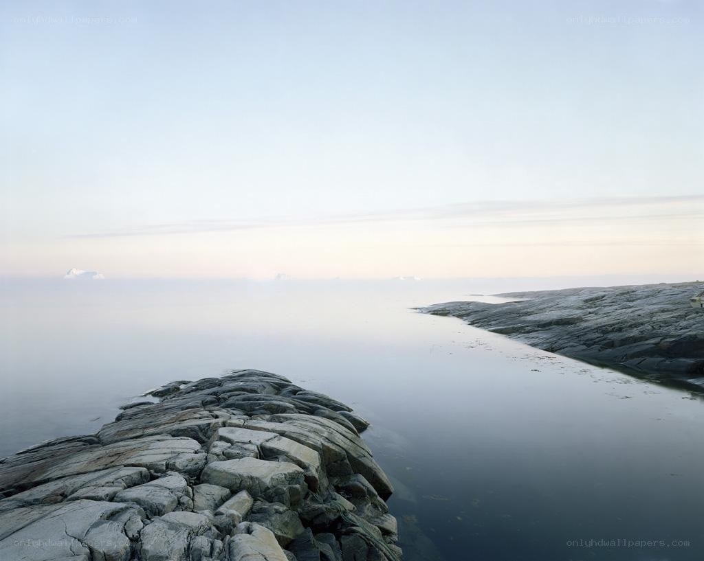 Rocky shore at dawn