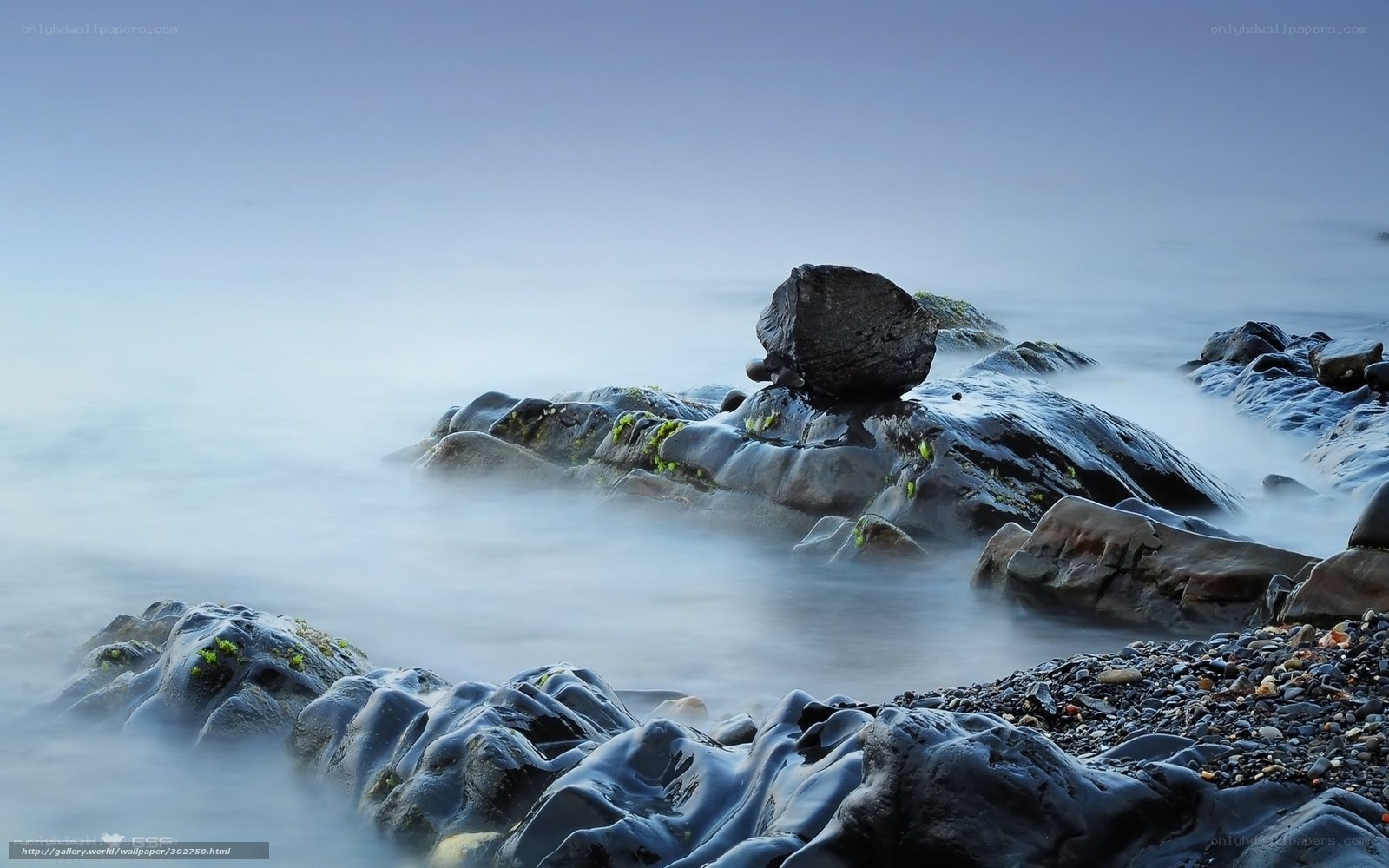 Rocky shore at dawn