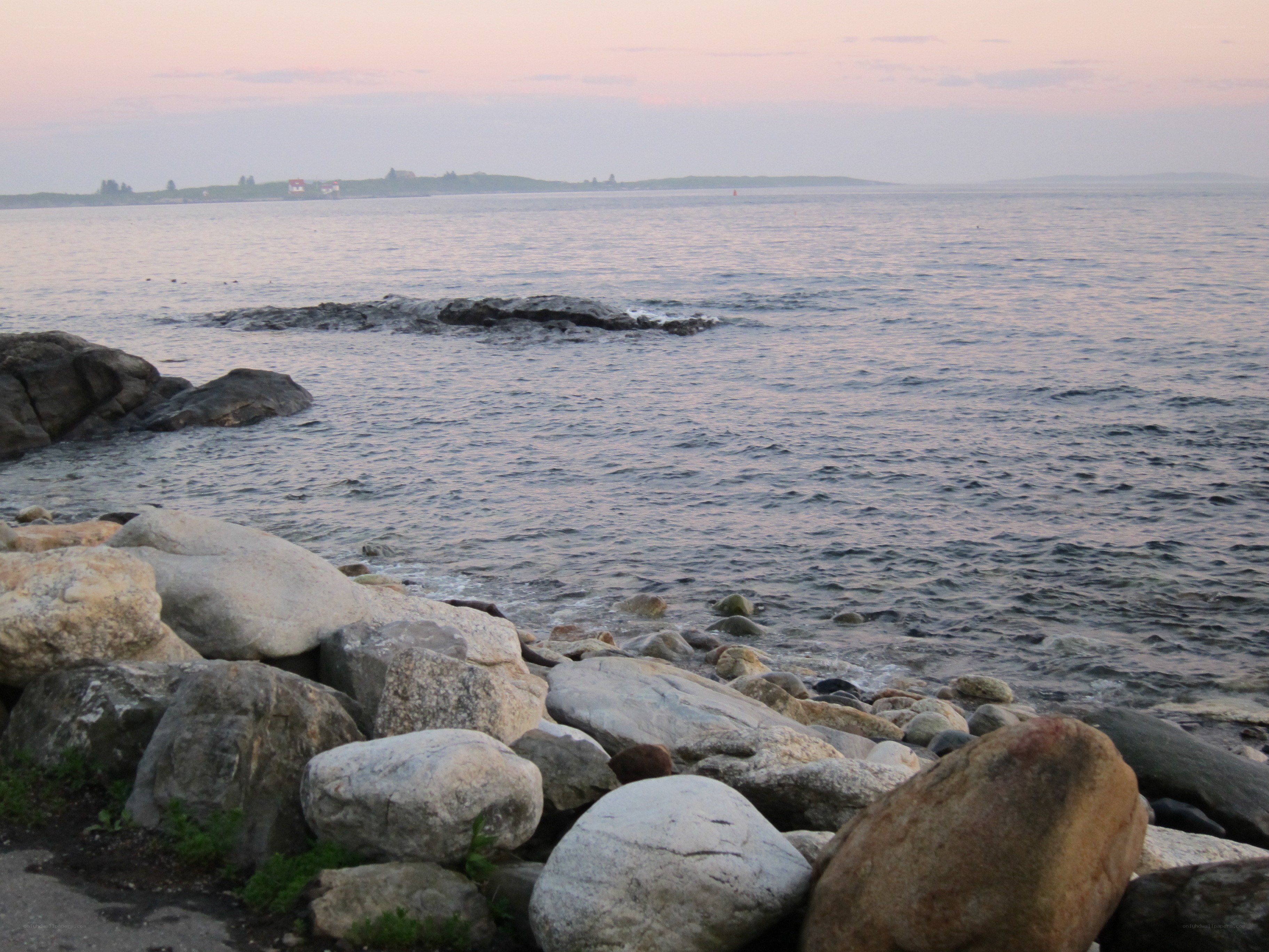 Rocky shore at dusk