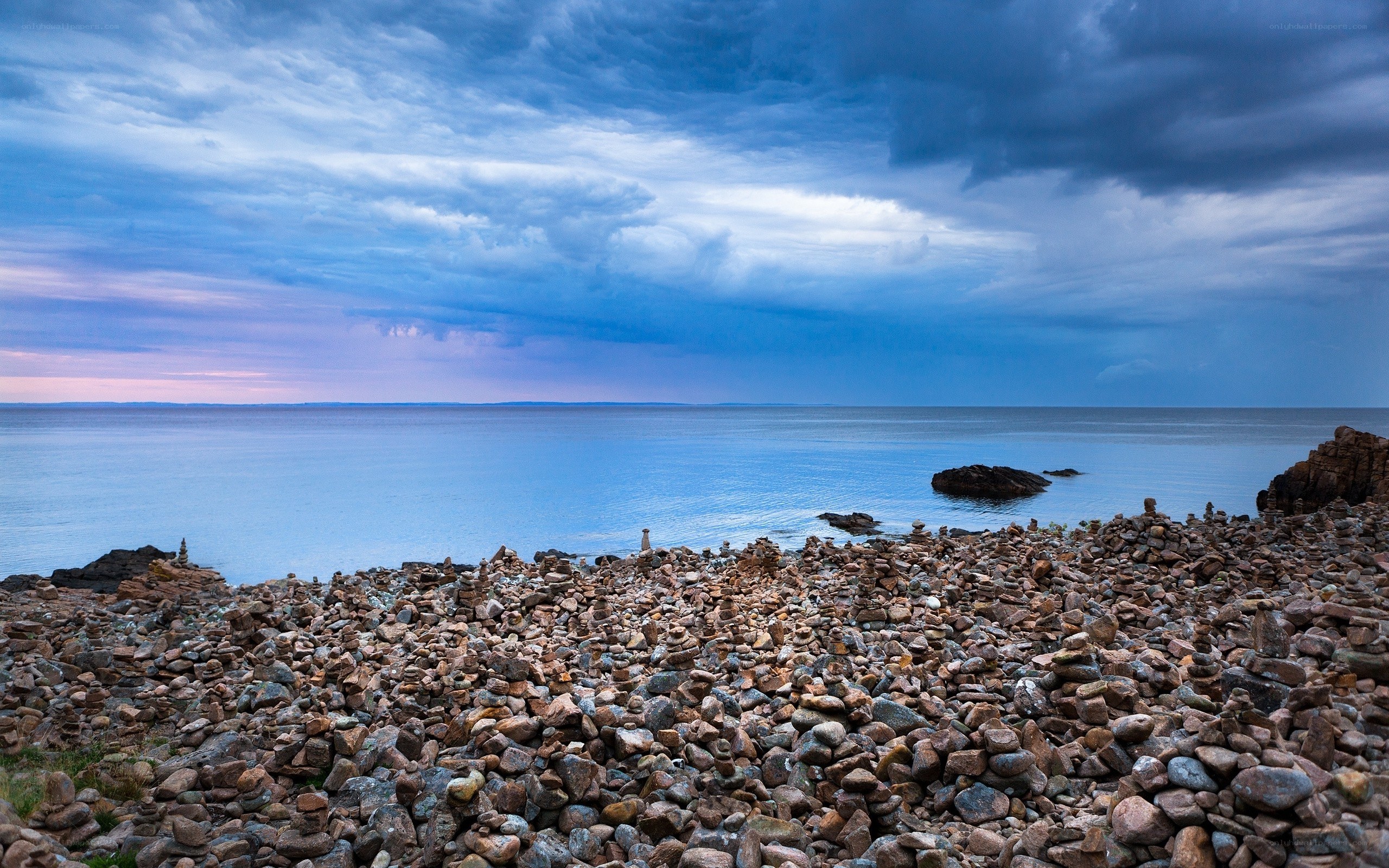 Rocky shore at dusk
