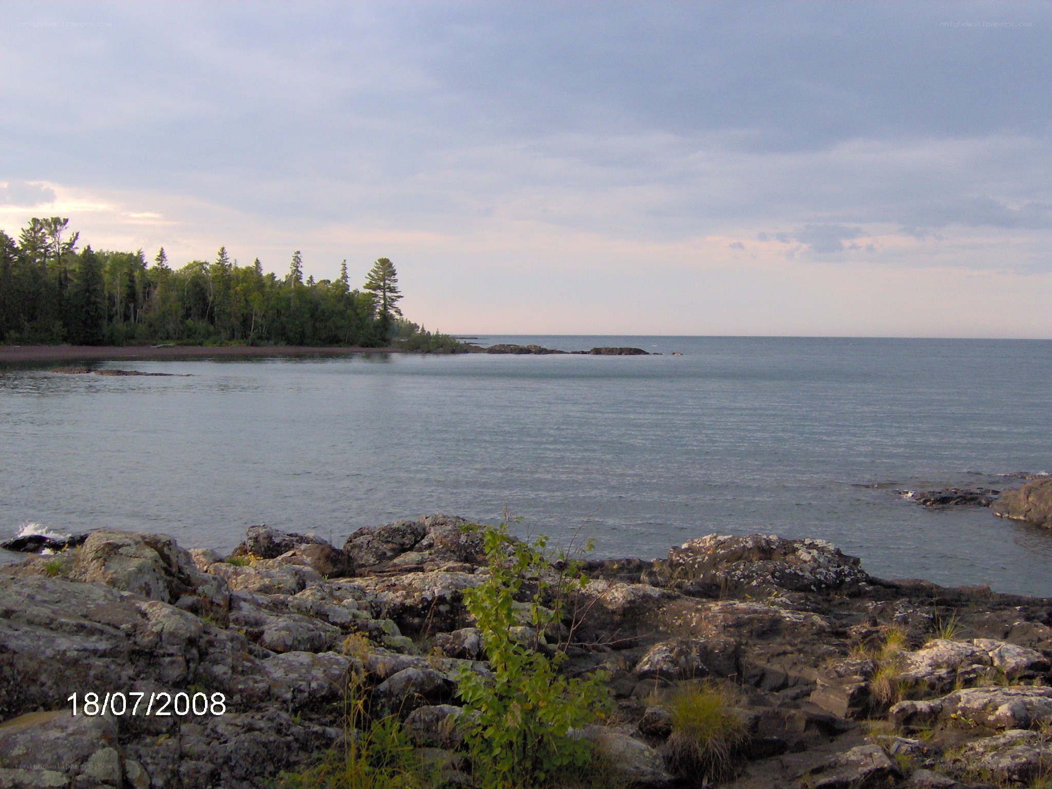 rocky shore at dusk