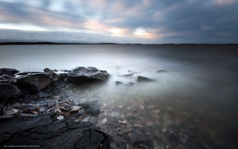 Rocky shore at dusk