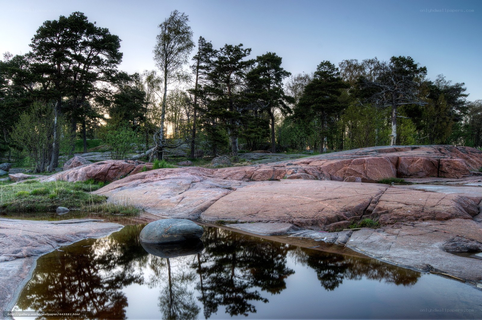 Rocky shore at dusk