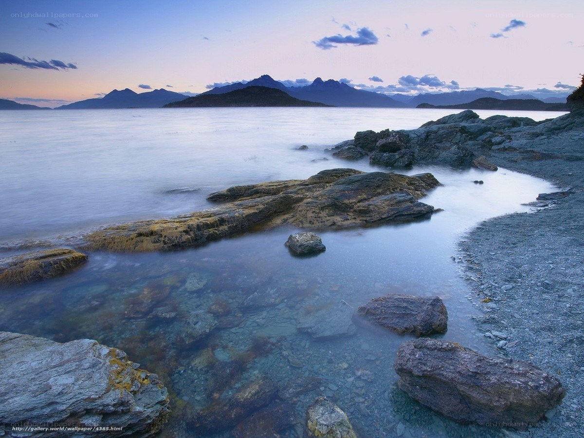 Rocky shore at dusk