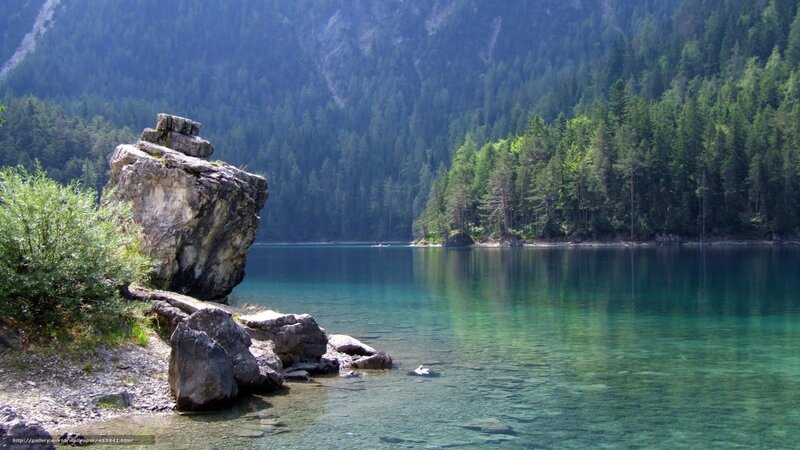 Rocky Shore at Lake — Green