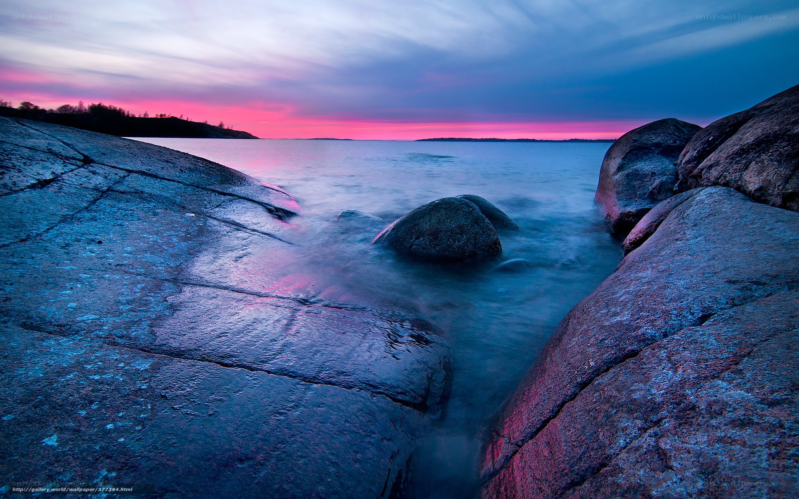 Rocky shore at sunset