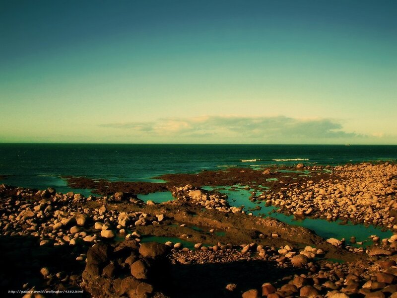 Rocky shore at sunset