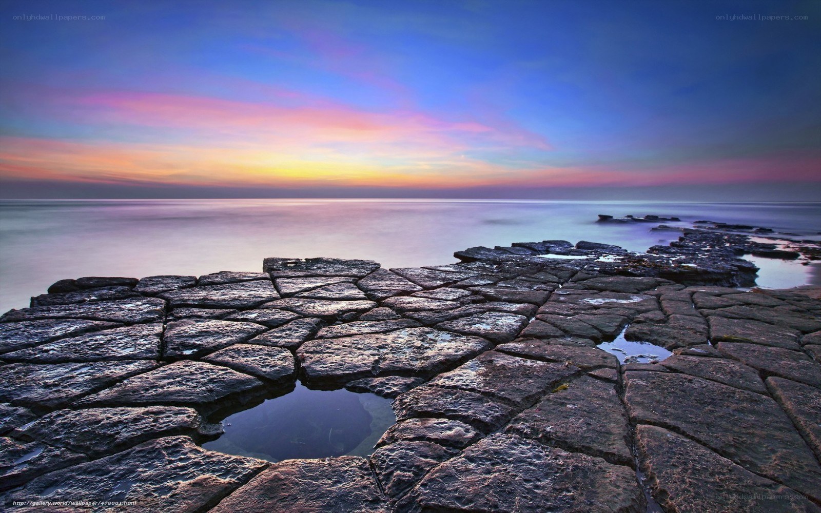 Rocky shore at sunset