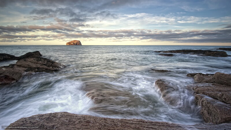 Rocky shore at sunset