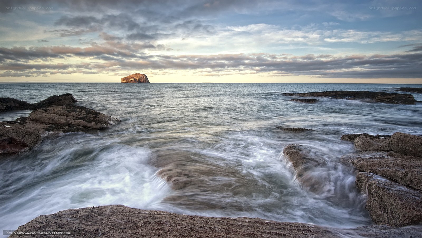 Rocky shore at sunset
