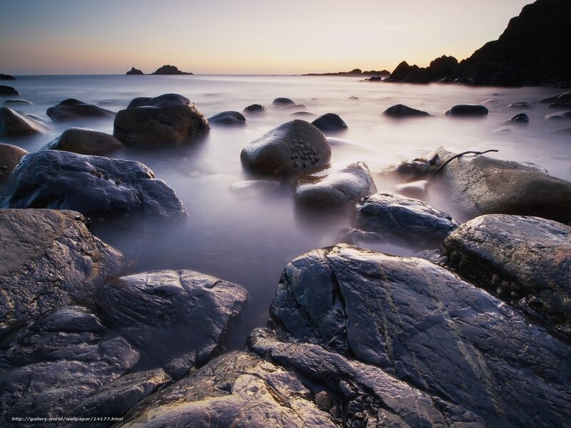 Rocky shore at sunset