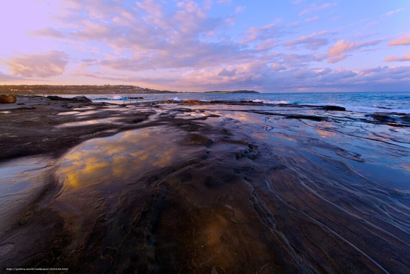 Rocky shore at sunset
