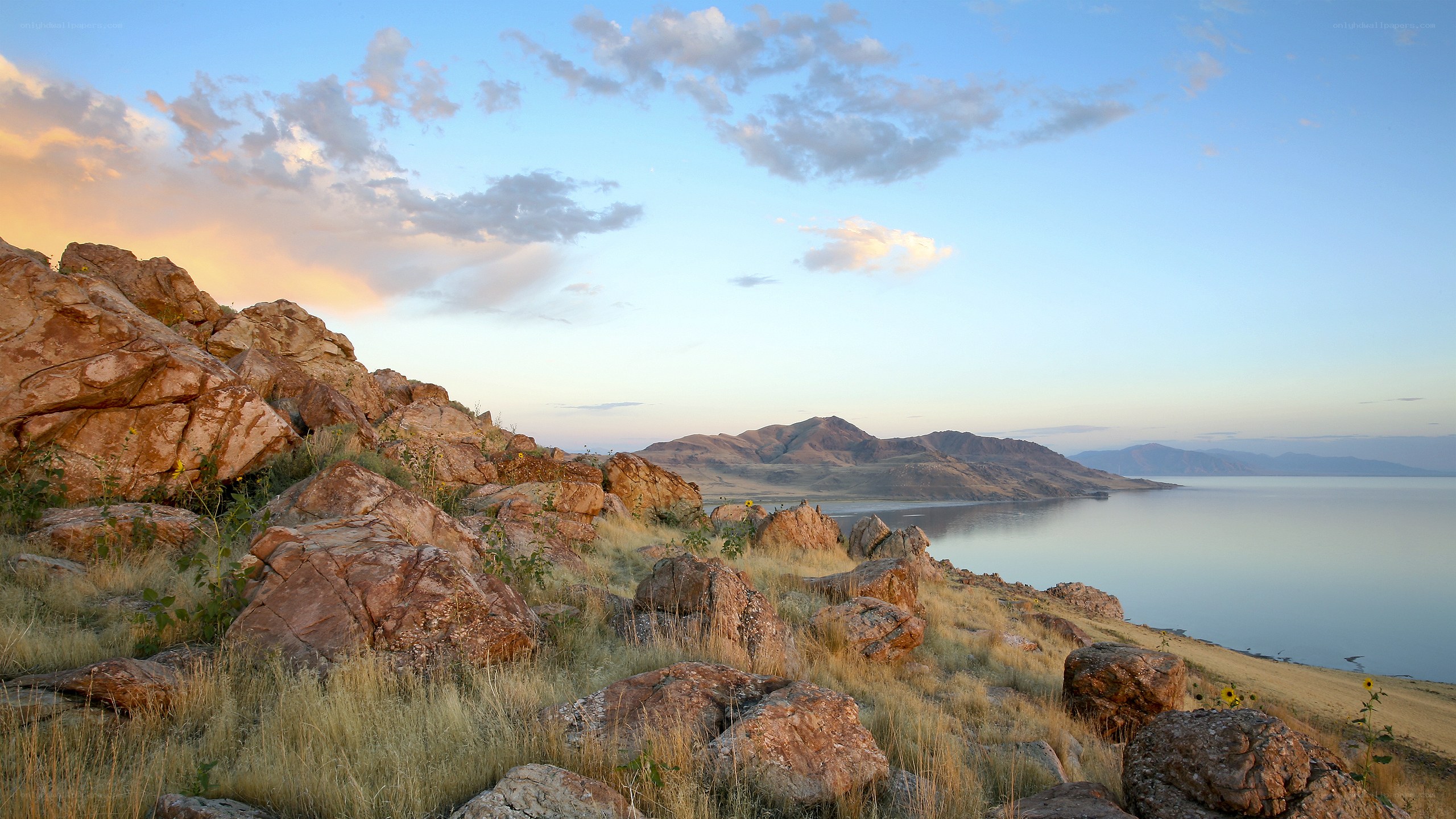 Rocky shore at sunset