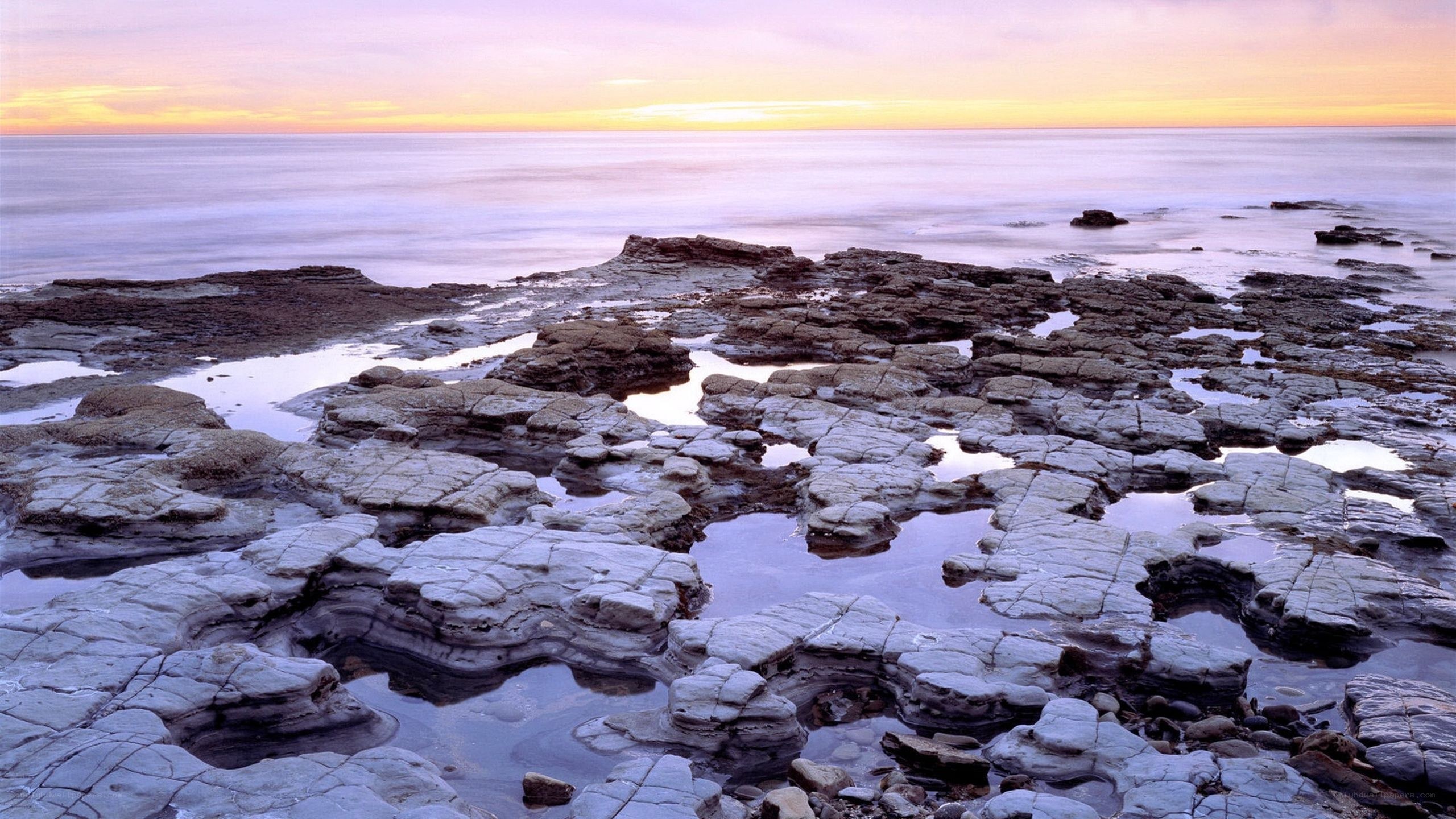 Rocky shore at sunset