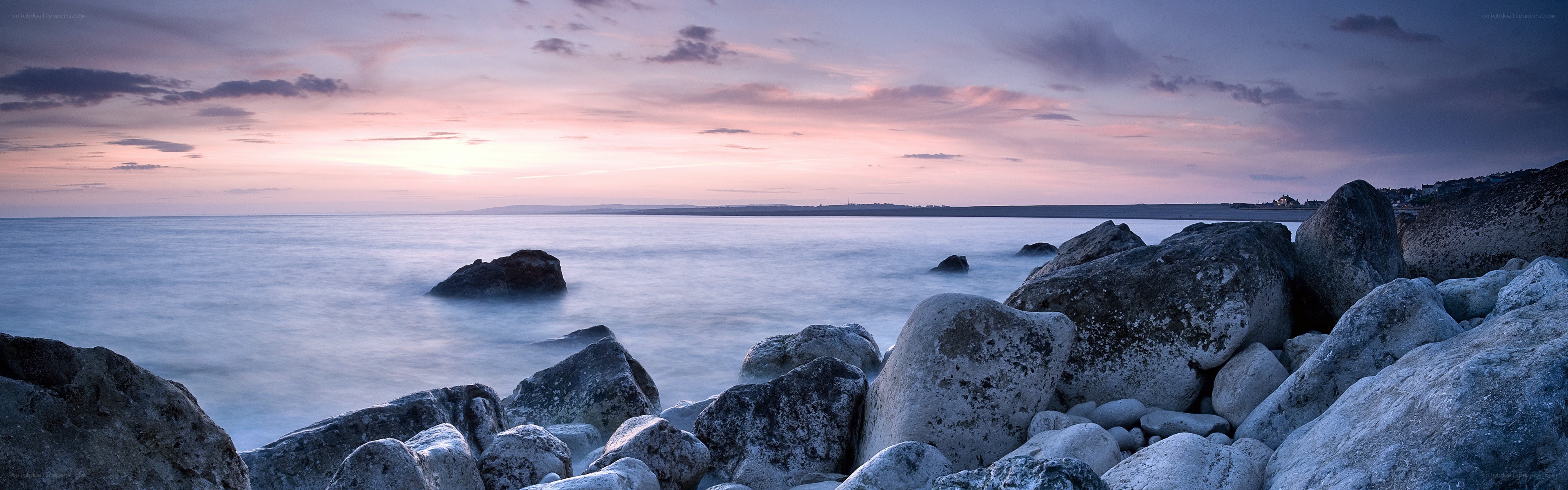 Rocky shore at sunset