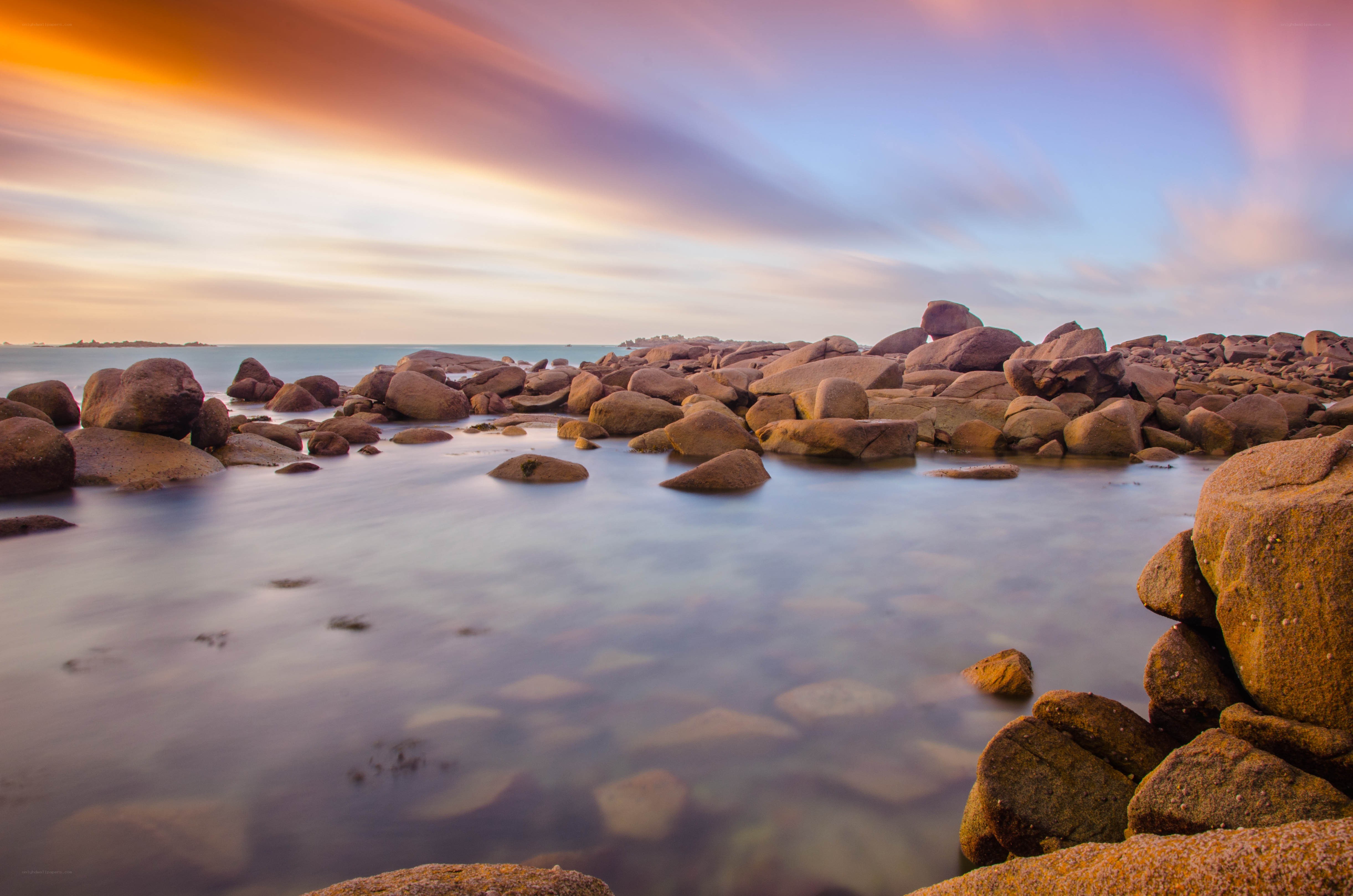 Rocky shore at sunset