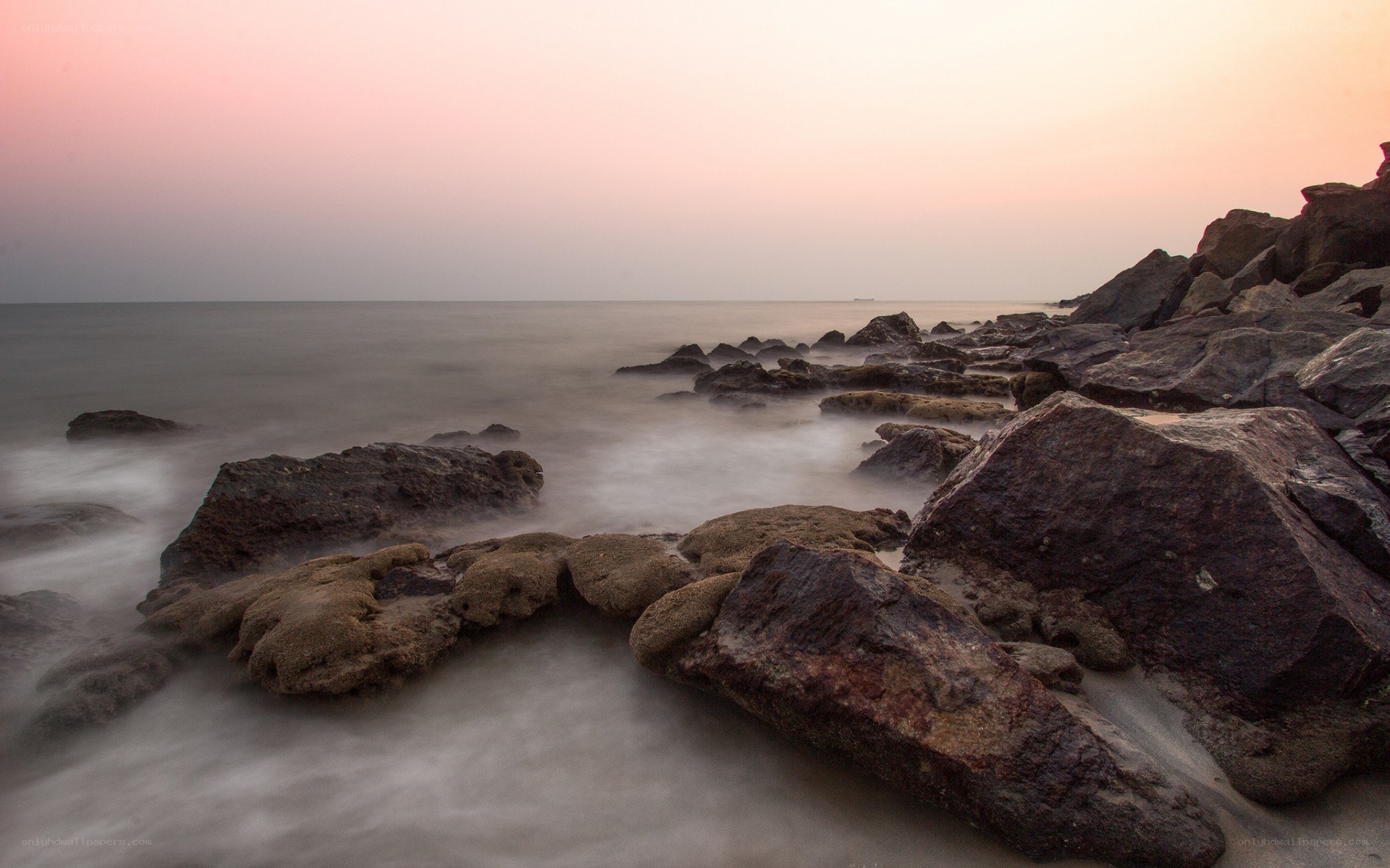 Rocky shore at sunset