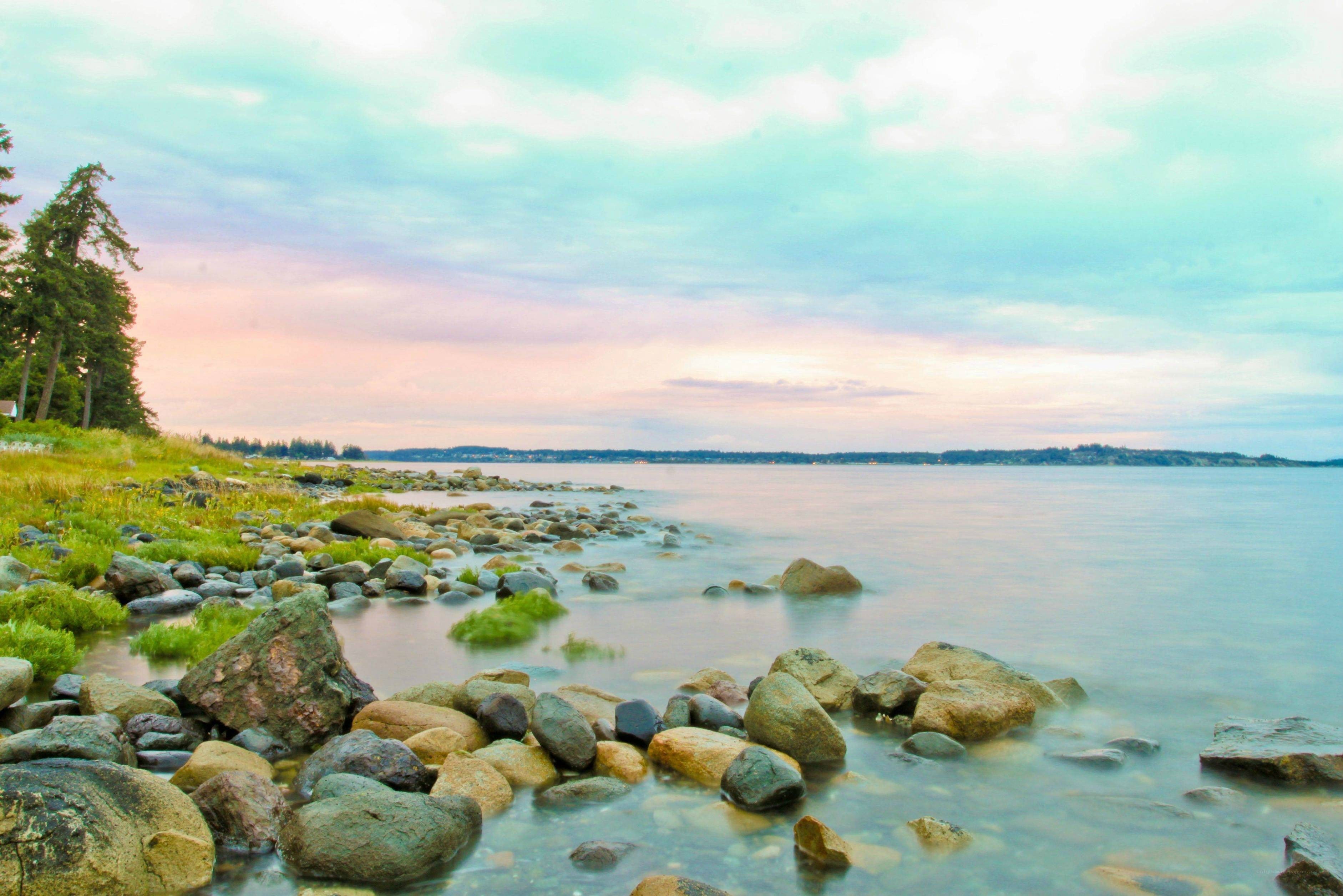 Rocky shore at sunset