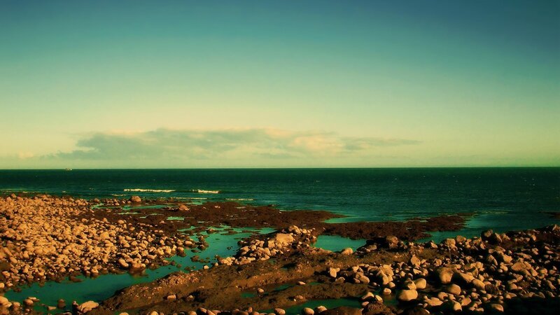 Rocky shore at sunset