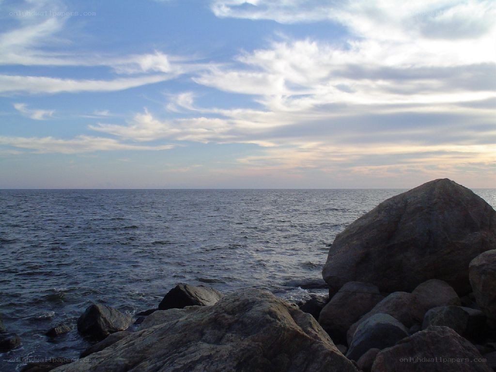 Rocky shore at sunset