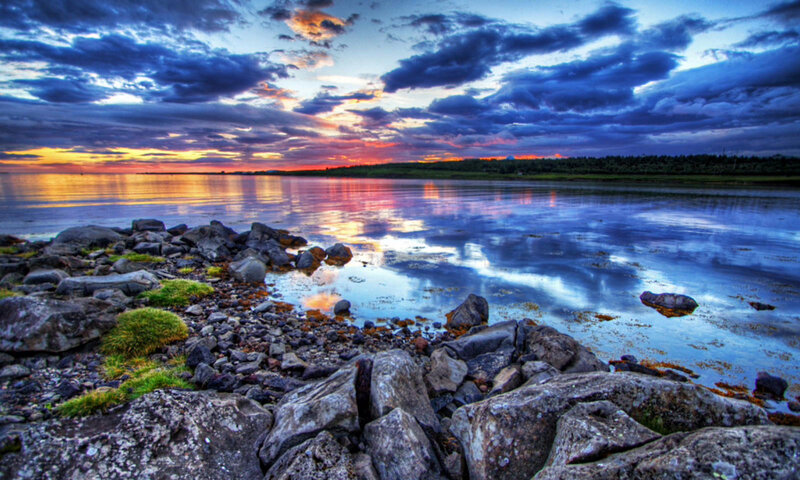 Rocky Shore at Sunset — Blue, Dramatic, Photograph, Rocks