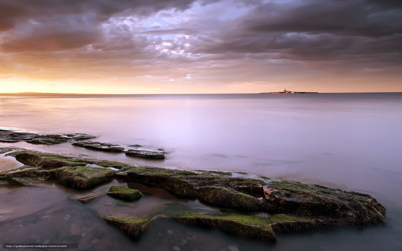 Rocky Shore at Sunset — Purple, Dramatic, Photograph, Sea