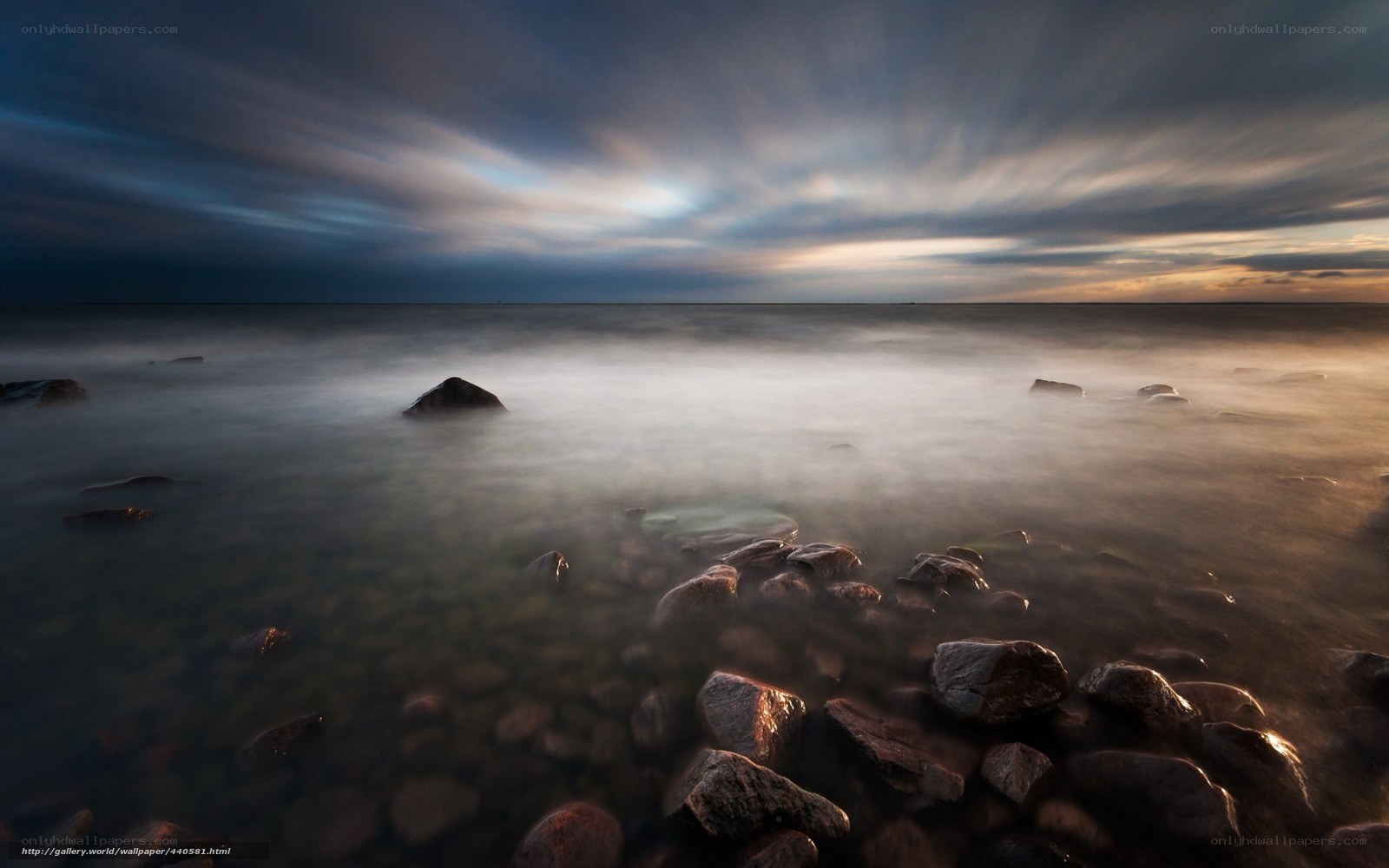 Rocky shore at twilight