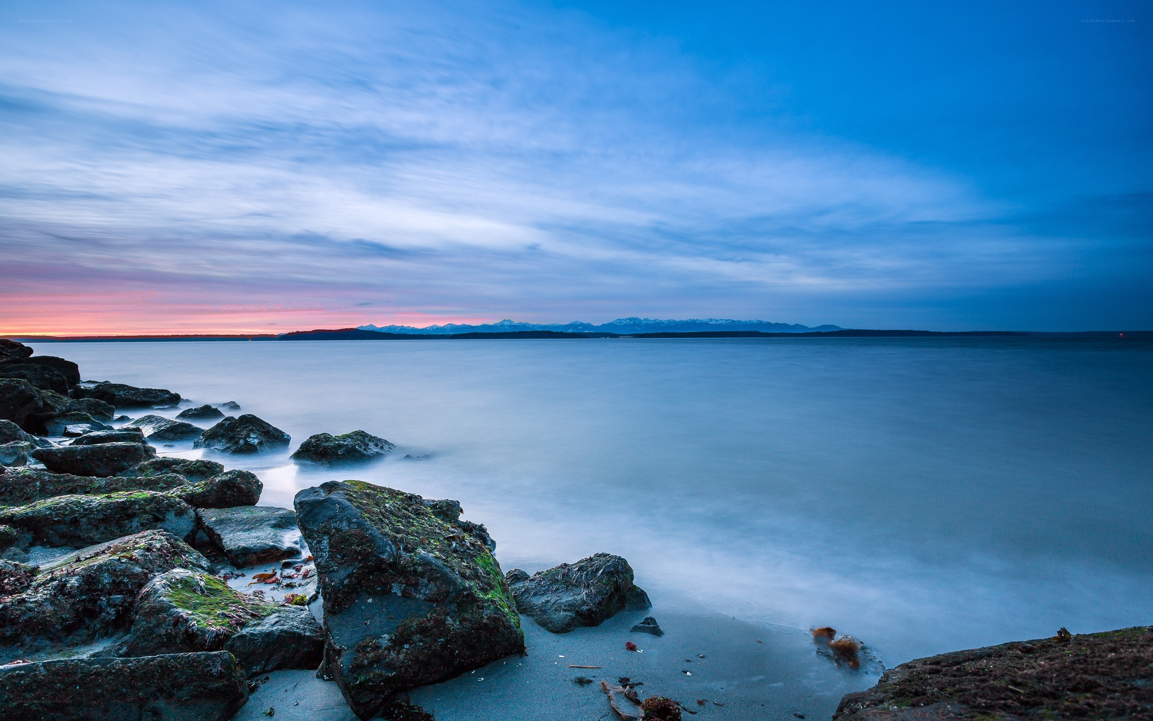 Rocky shore at twilight