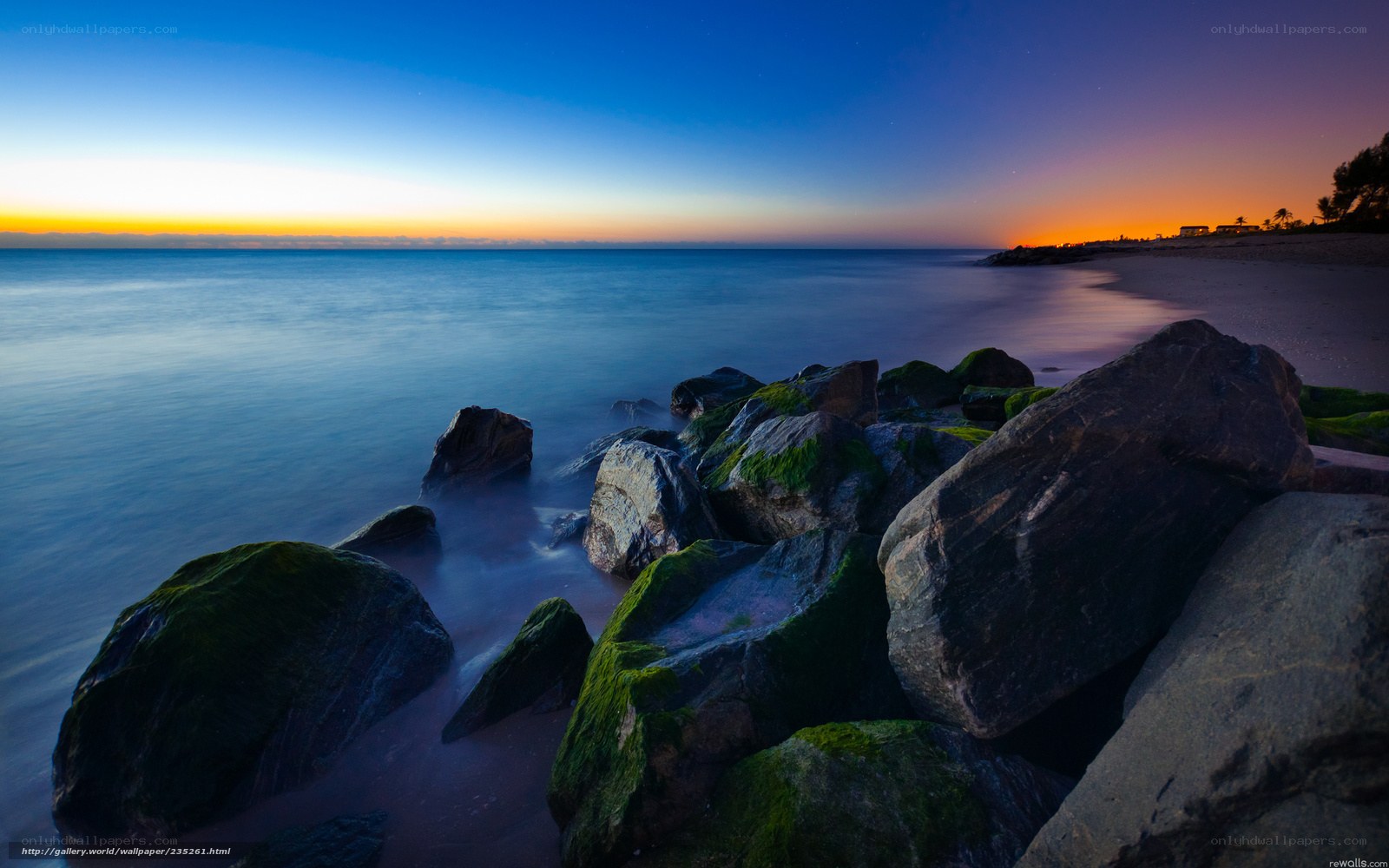 Rocky shore at twilight