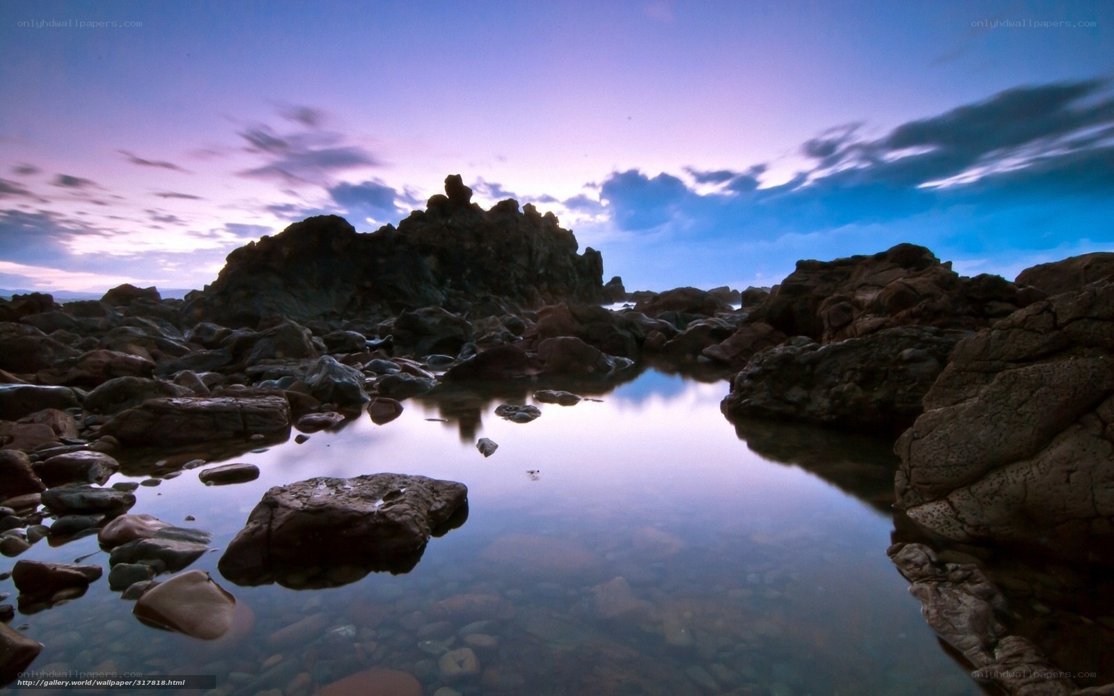 Rocky shore at twilight