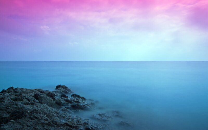 Rocky Shore at Twilight — Pink