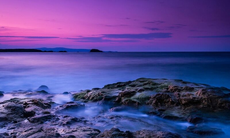 Rocky Shore at Twilight — Purple