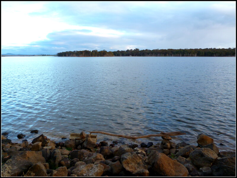 Rocky Shore by Lake — Blue